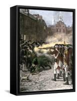 British Soldiers Shooting Four Civilians in the Boston Massacre, c.1770-null-Framed Stretched Canvas