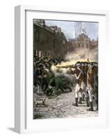 British Soldiers Shooting Four Civilians in the Boston Massacre, c.1770-null-Framed Giclee Print