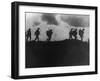 British Soldiers Silhouetted Along a Ridge During the World War I Battle of Mons-null-Framed Photographic Print