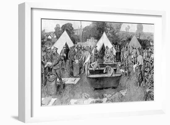 British Soldiers Washing at a Rest Camp-W. Hatherell-Framed Art Print