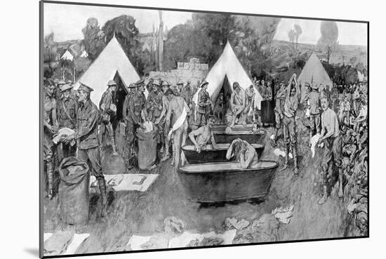 British Soldiers Washing at a Rest Camp-W. Hatherell-Mounted Art Print