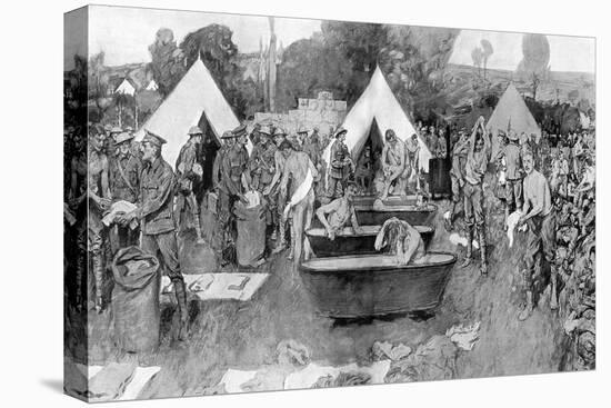 British Soldiers Washing at a Rest Camp-W. Hatherell-Stretched Canvas