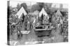 British Soldiers Washing at a Rest Camp-W. Hatherell-Stretched Canvas