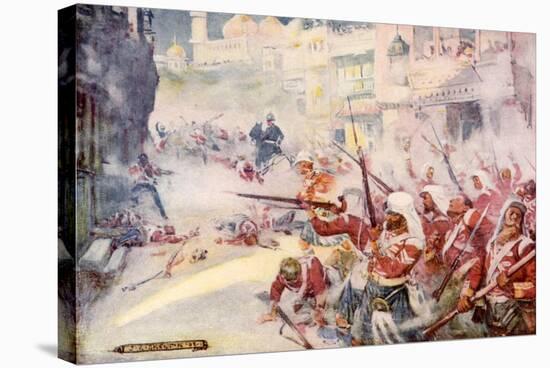 British Soldiers Were Seen Fighting their Way Through the Streets-Joseph Ratcliffe Skelton-Stretched Canvas