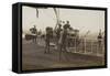 British Soldiers with a Military Airship-null-Framed Stretched Canvas