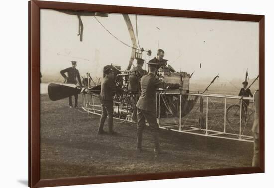 British Soldiers with a Military Airship-null-Framed Photographic Print