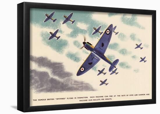 British Spitfires Figher Planes WWII War Propaganda Art Print Poster-null-Framed Poster