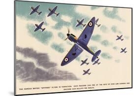 British Spitfires Figher Planes WWII War Propaganda Art Print Poster-null-Mounted Poster