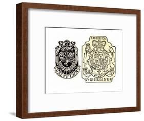 British Stamps for America Issued under the Stamp Act for a Half-Penny and Five Shillings-null-Framed Premium Giclee Print