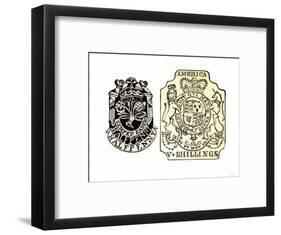British Stamps for America Issued under the Stamp Act for a Half-Penny and Five Shillings-null-Framed Premium Giclee Print