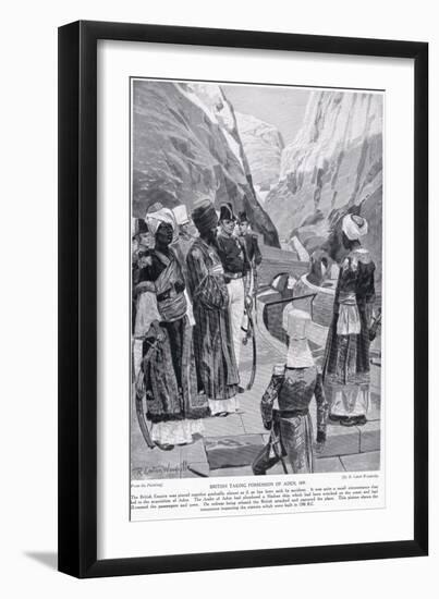 British Taking Possession of Aden, Illustration from 'Hutchinson's Story of the British Nation'-Richard Caton Woodville-Framed Giclee Print