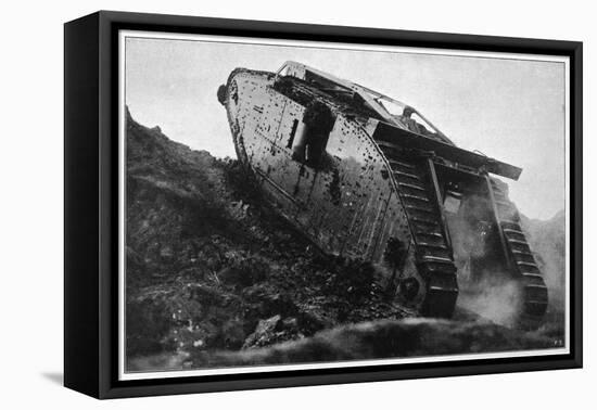 British Tank in Action in France-null-Framed Stretched Canvas