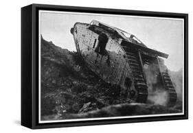 British Tank in Action in France-null-Framed Stretched Canvas