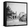 British Tank in Front of Ruined Buildings, Peronne, France, World War I, C1916-C1918-Nightingale & Co-Framed Stretched Canvas