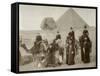 British Tourist Visiting the Pyramids of Giza-null-Framed Stretched Canvas