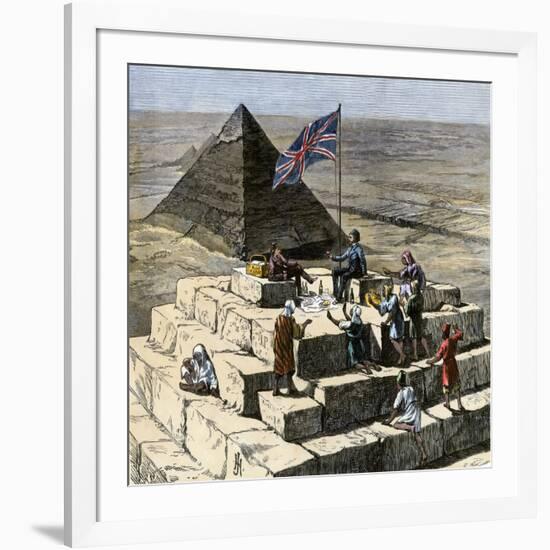 British Tourists Having Christmas Lunch on the Great Pyramid, 1870s-null-Framed Giclee Print