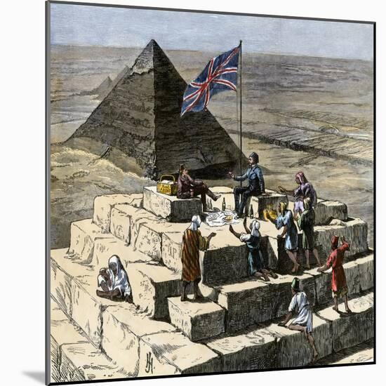 British Tourists Having Christmas Lunch on the Great Pyramid, 1870s-null-Mounted Giclee Print