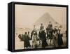 British Tourists Seated on Camels in Front of the Great Pyramid, Giza, Egypt, 1936-null-Framed Stretched Canvas