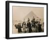 British Tourists Seated on Camels in Front of the Great Pyramid, Giza, Egypt, 1936-null-Framed Photographic Print