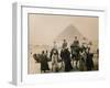 British Tourists Seated on Camels in Front of the Great Pyramid, Giza, Egypt, 1936-null-Framed Photographic Print