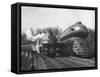 British Train, "Coronation Scot" alongside American Locomotives-Hansel Mieth-Framed Stretched Canvas