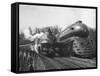 British Train, "Coronation Scot" alongside American Locomotives-Hansel Mieth-Framed Stretched Canvas