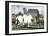 British Troops Firing on Americans at Lexington, First Battle of American Revolution, c.1775-null-Framed Giclee Print