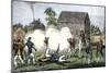 British Troops Firing on Americans at Lexington, First Battle of American Revolution, c.1775-null-Mounted Giclee Print