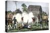 British Troops Firing on Americans at Lexington, First Battle of American Revolution, c.1775-null-Stretched Canvas