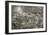 British Troops Force a Line of Artillery Pieces Drawn by Oxen Teams Through the Bush-null-Framed Giclee Print