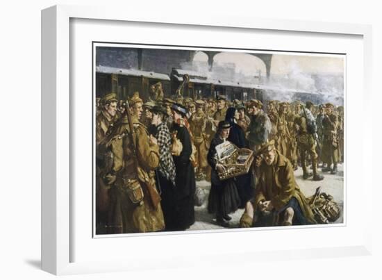 British Troops Returning to France after Leave-R. Jack-Framed Art Print