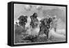 British Troops Transporting Ammunition During Gas Attack Led by 2nd Lieutenant E.M. Allfrey-J.h.valda Valda-Framed Stretched Canvas