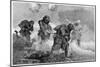 British Troops Transporting Ammunition During Gas Attack Led by 2nd Lieutenant E.M. Allfrey-J.h.valda Valda-Mounted Art Print