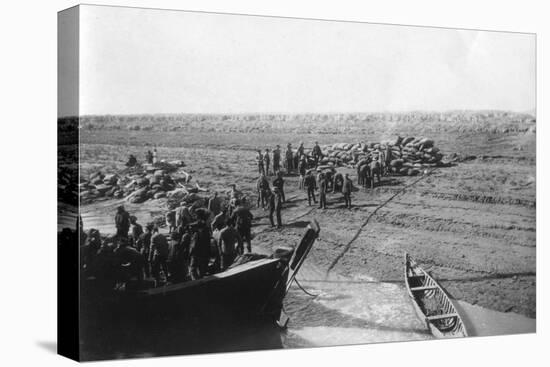 British Troops Unloading Dates on the Shore of the Tigris River, 1918-null-Stretched Canvas