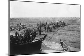 British Troops Unloading Dates on the Shore of the Tigris River, 1918-null-Mounted Giclee Print