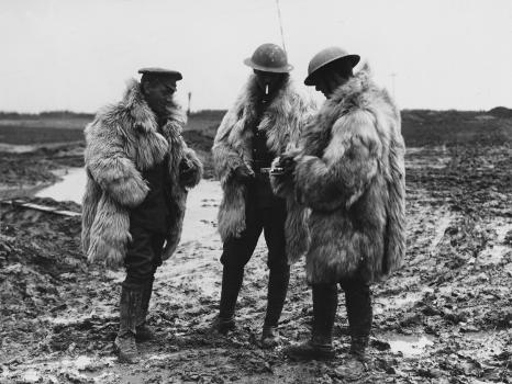 British Troops, Wearing Sheepskin Coats, Smoking in a Muddy Terrain'  Photographic Print - Robert Hunt | AllPosters.com