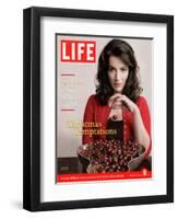 British TV Chef and Cookbook Author Nigella Lawson with Bowl of Cherries, December 9, 2005-Harry Borden-Framed Photographic Print