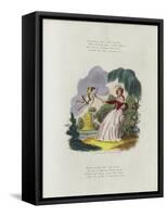 British Valentine Card with an Image of a Cherub Delivering a Valentine's Card to a Woman-null-Framed Stretched Canvas