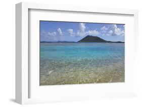 British Virgin Islands, Marina Cay. Shallow Reef at Marina Cay with Beef Island in the Background-Kevin Oke-Framed Photographic Print