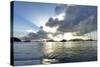 British Virgin Islands, Sandy Cay, Tortola. Sailboats at Anchor in Cane Garden Bay-Kevin Oke-Stretched Canvas