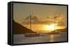 British Virgin Islands, Tortola. Caribbean Sunset with Sailboats at Soper's Hole, West End-Kevin Oke-Framed Stretched Canvas