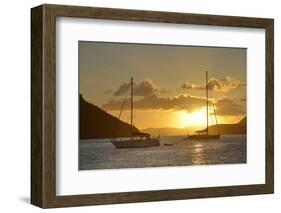 British Virgin Islands, Tortola. Caribbean Sunset with Sailboats at Soper's Hole, West End-Kevin Oke-Framed Photographic Print