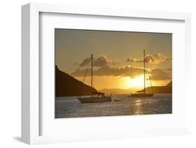 British Virgin Islands, Tortola. Caribbean Sunset with Sailboats at Soper's Hole, West End-Kevin Oke-Framed Photographic Print