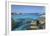 British Virgin Islands, Virgin Gorda. Boats and Tourists at the Baths-Kevin Oke-Framed Photographic Print