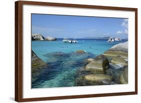 British Virgin Islands, Virgin Gorda. Boats and Tourists at the Baths-Kevin Oke-Framed Photographic Print