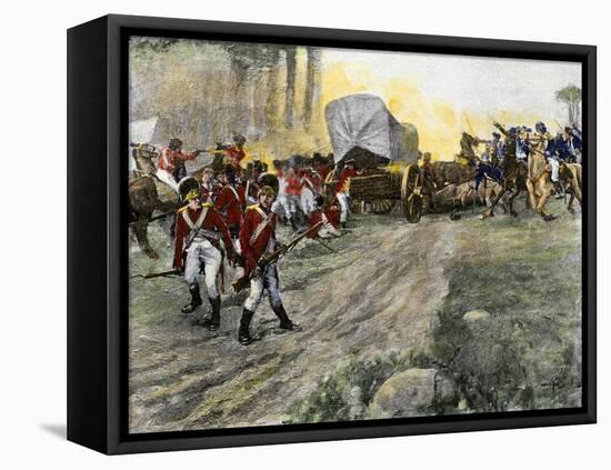 British Wagon-Train Ambushed by Francis Marion in South Carolina during the Revolutionary War-null-Framed Stretched Canvas