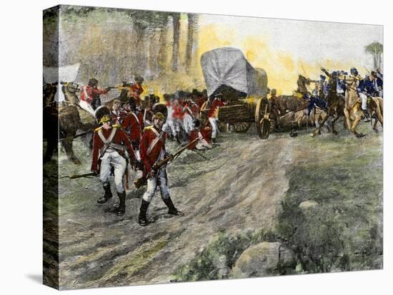 British Wagon-Train Ambushed by Francis Marion in South Carolina during the Revolutionary War-null-Stretched Canvas