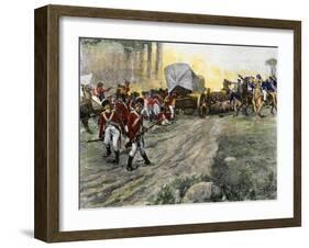 British Wagon-Train Ambushed by Francis Marion in South Carolina during the Revolutionary War-null-Framed Giclee Print
