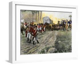 British Wagon-Train Ambushed by Francis Marion in South Carolina during the Revolutionary War-null-Framed Giclee Print