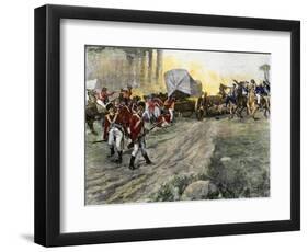 British Wagon-Train Ambushed by Francis Marion in South Carolina during the Revolutionary War-null-Framed Premium Giclee Print